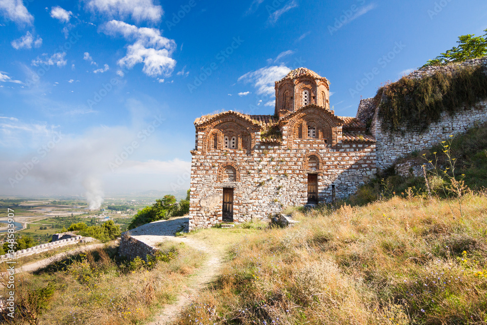 Albania - Berat - The medieval stone byzantine orthodox Holy Trinity church on a hill of old Berat castle