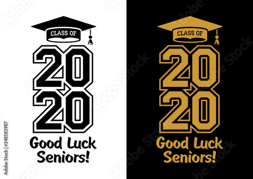 Class of 2020 . The concept of designing congratulations for seniors graduates of the school. T-shirt design. Vector