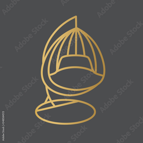 golden hanging chair icon- vector illustration