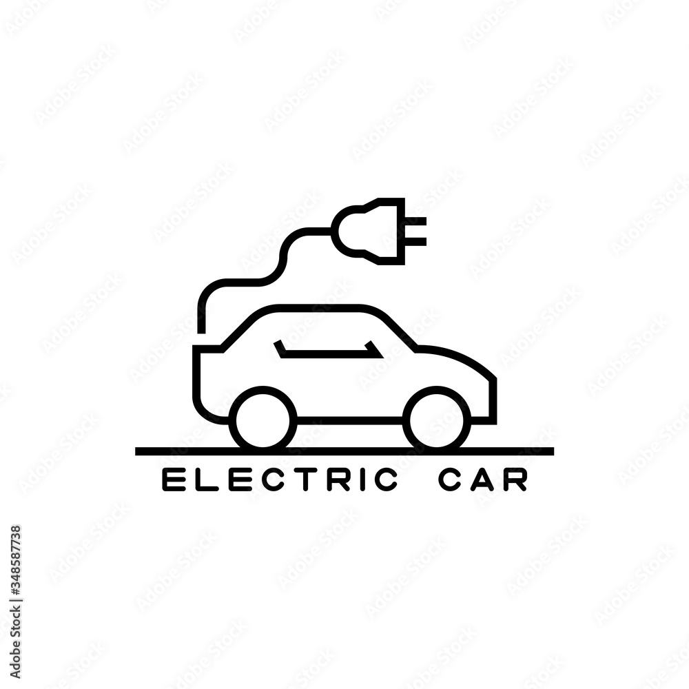 Vector icon of electric car in line style.