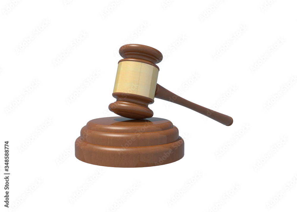 3D rendering HAMMER AND BASE on white background,clipping path. - Auction or LAW concept 3D rendering HAMMER AND BASE on white background,clipping path. - Auction or LAW concept