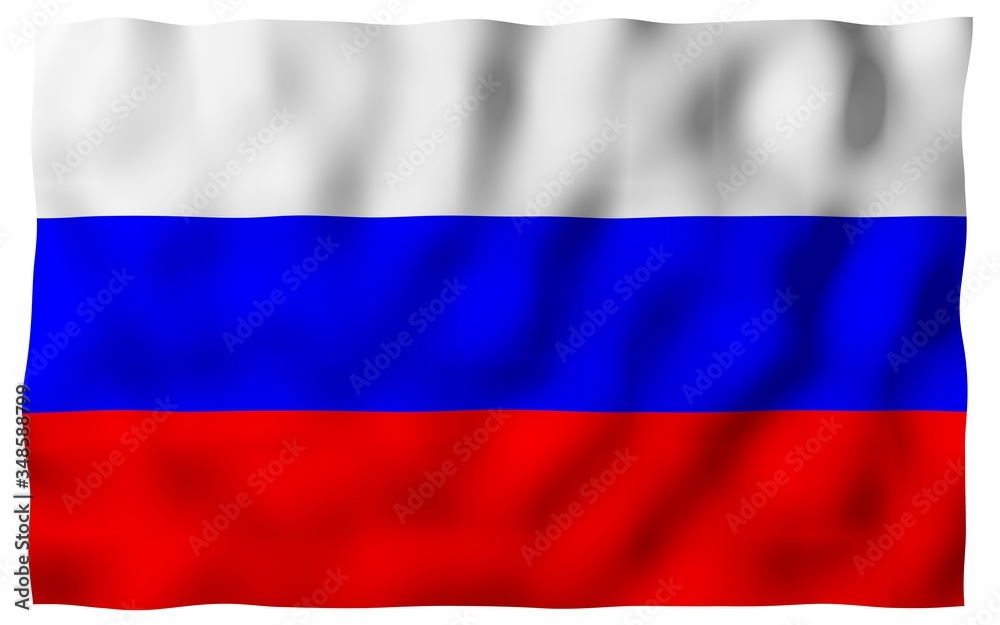 Fototapeta premium Waving flag of the Russian Federation. The National. State symbol of the Russia. 3D illustration