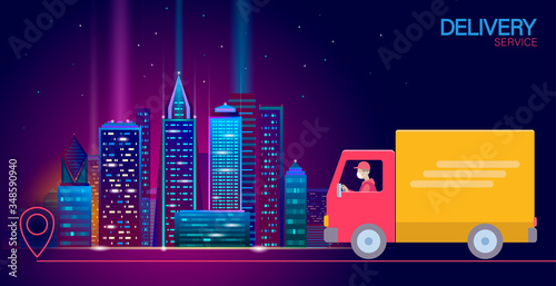 3D map point location business symbol. Realistic icon polygonal delivery worldwide truck car. Shipping online shopping direction city address position pin vector illustration