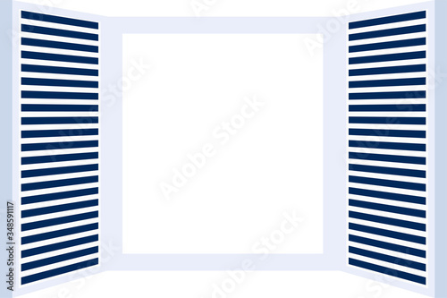 Opened window frame