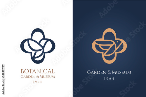 Set of stylized bird logo inserted inside a round cross. holy logotype with flying doves. Symbol for veterinarian and pet shop