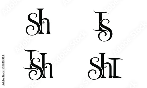 Monograms ISH IS SH SHI individual logotype with initials photo