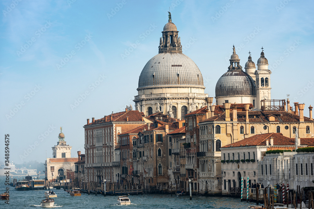 Venice, Canal Grande (Grand Canal) and the Basilica of Santa Maria della Salute (Saint Mary of Health, 1631-1687), UNESCO world heritage site, Veneto, Italy, Europe