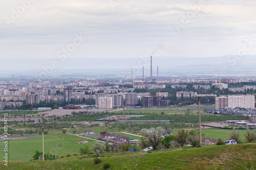 View of the city from the mountain. Summer landscape. Kyrgyzstan, Bishkek