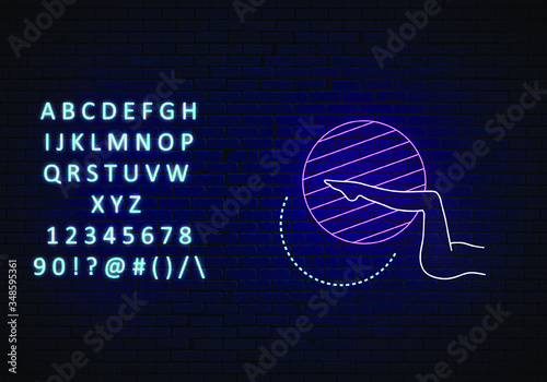 ball exercises, fitness, abdominal muscles neon icon