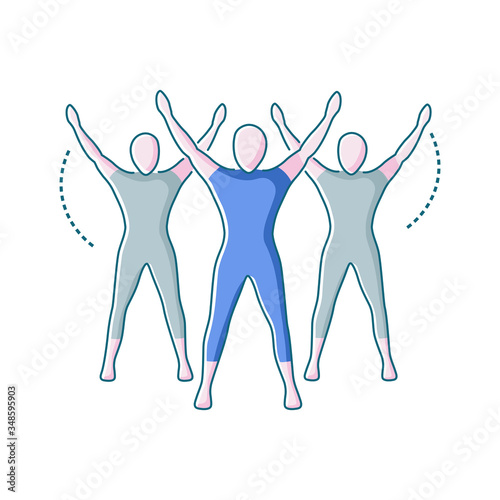 color icon, group exercises, jumping in place