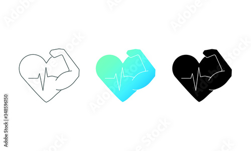 set icons, cardio workout for the heart