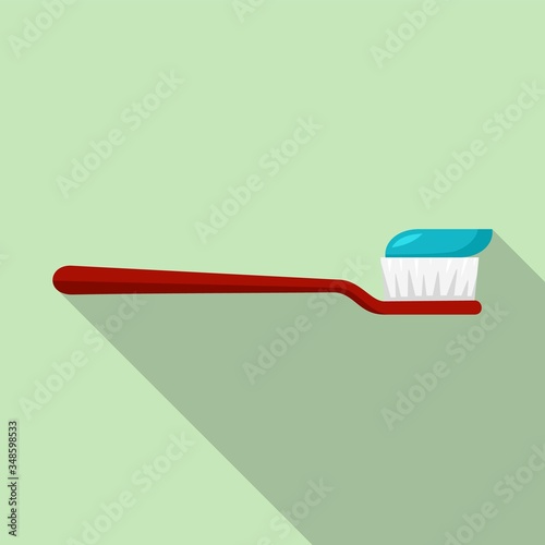 Toothbrush and toothpaste icon. Flat illustration of toothbrush and toothpaste vector icon for web design