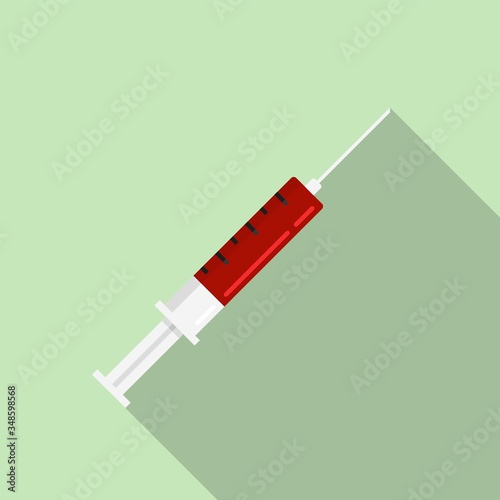 Blood full syringe icon. Flat illustration of blood full syringe vector icon for web design