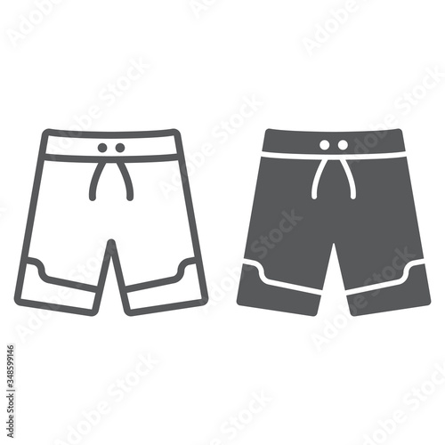 Swimming trunks line and glyph icon, summer and beach, beach trunks sign vector graphics, a linear icon on a white background, eps 10.