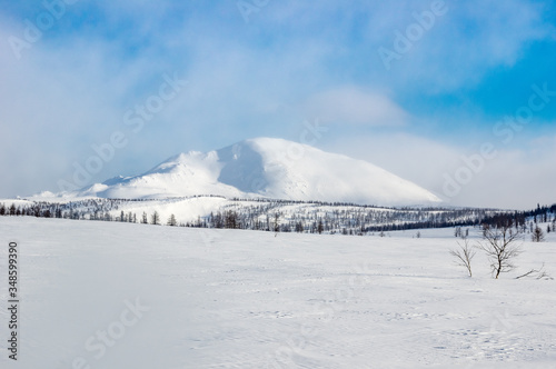 winter ski trip in the mountains of the circumpolar Urals. Ural winter mountains © littleboy72
