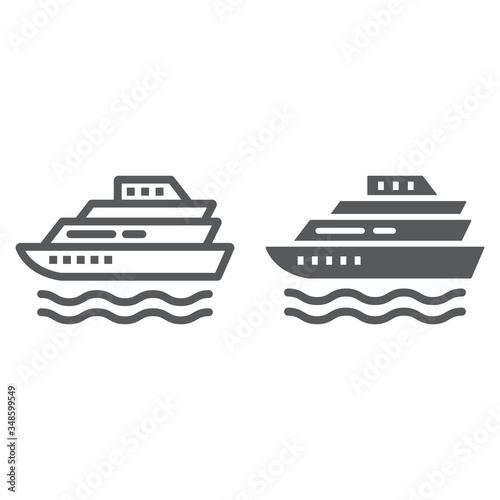 Cruise line and glyph icon, tourism and travel, liner sign vector graphics, a linear icon on a white background, eps 10.