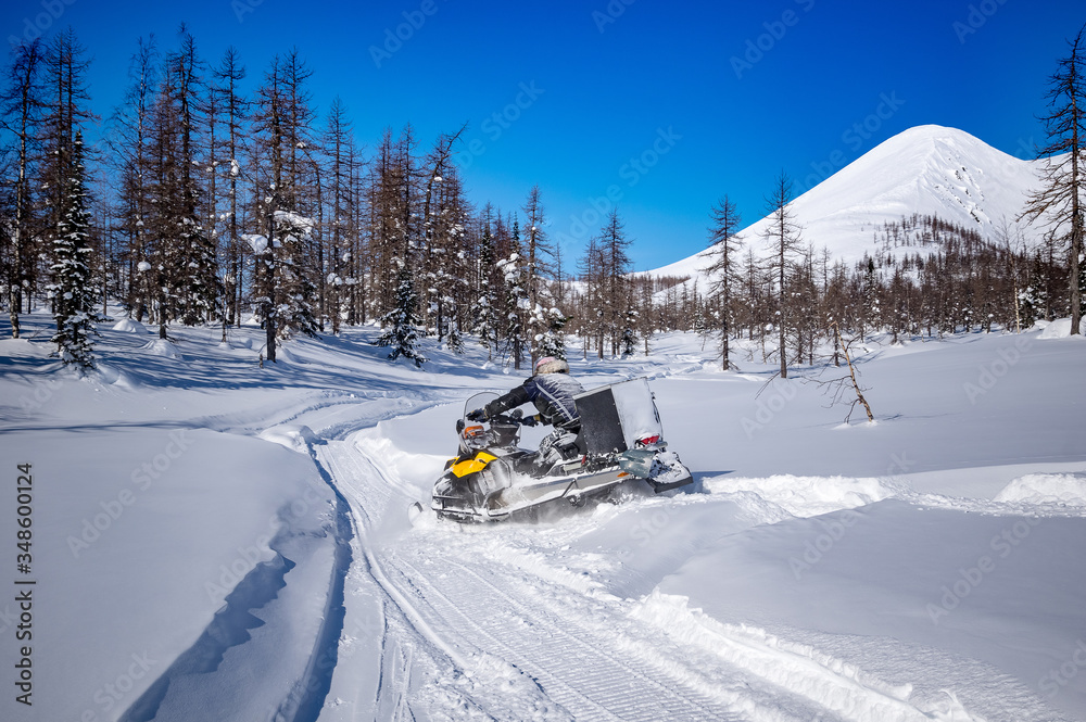 winter ski trip in the mountains of the circumpolar Urals. Ural winter mountains