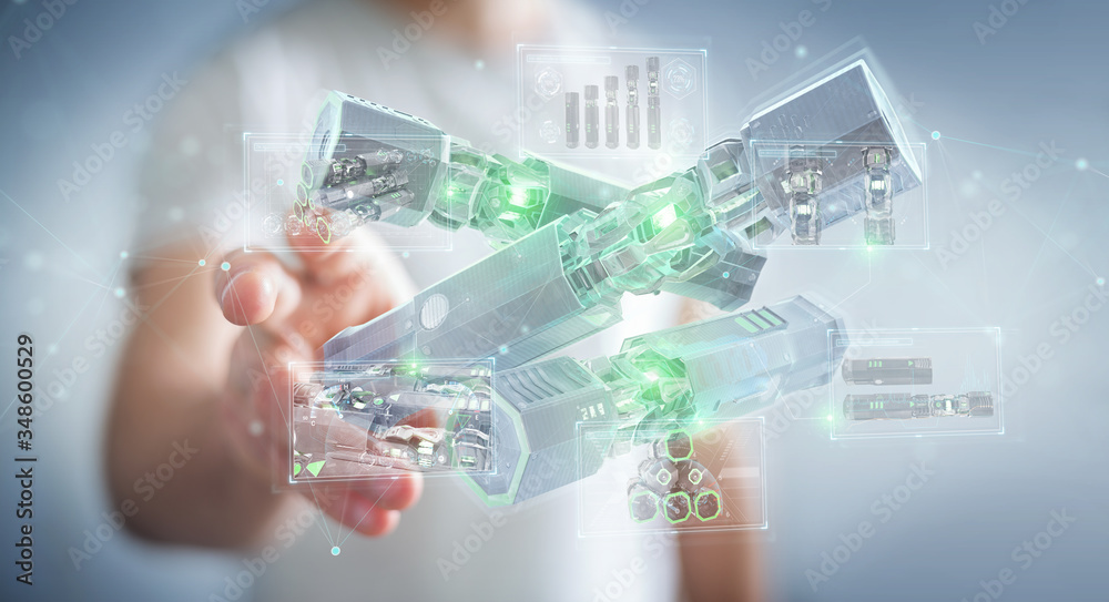 Man holding and touching green renewable energy battery 3D rendering Man holding and touching green renewable energy battery 3D rendering