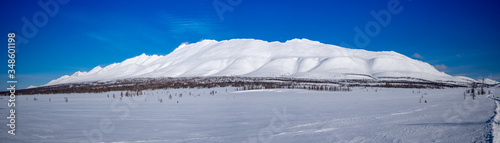 winter ski trip in the mountains of the circumpolar Urals. Ural winter mountains