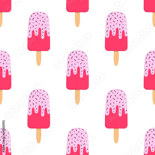 seamless pattern of cute cartoon ice cream