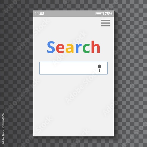 Smartphone screen.Search on the Internet.