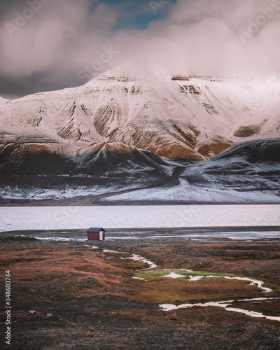 Lonely hut in the Arctic tundra.