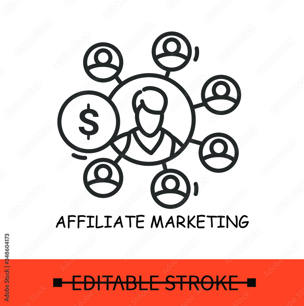 Affiliate Marketing line icon.Network concept.New customers.Relationship with business partners.Isolated linear vector business illustration.Editable stroke
Affiliate Marketing line icon.Network concept.New customers.Relationship with business partners.Isolated linear vector business illustration.Editable stroke