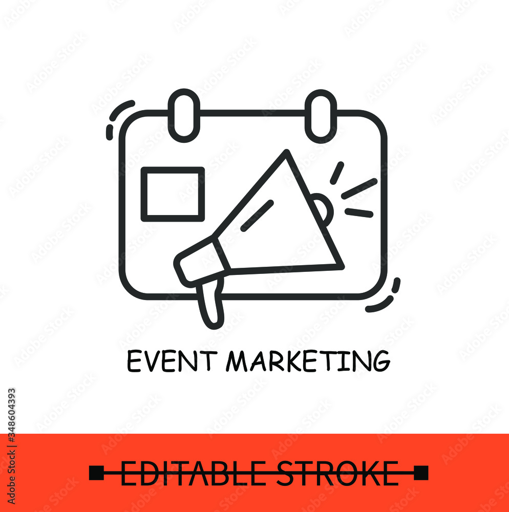 Event marketing line icon. Advertising events.Way to acquire customers concept.Isolated linear vector business illustration.Editable stroke
Event marketing line icon. Advertising events.Way to acquire customers concept.Isolated linear vector business illustration.Editable stroke
