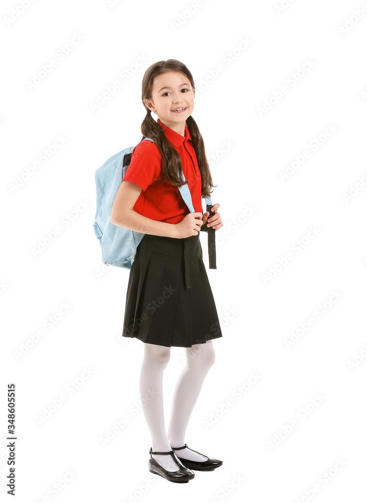 Cute little pupil on white background Cute little pupil on white background