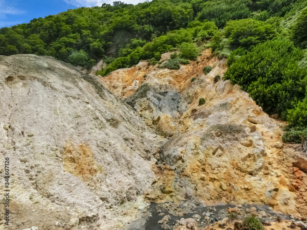 View of the Sulphur Springs Drive-in Volcano near Soufriere Saint Lucia View of the Sulphur Springs Drive-in Volcano near Soufriere Saint Lucia