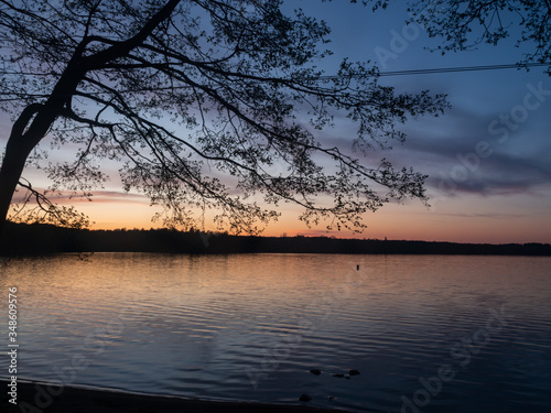 Amazing sunset, at Hancza lake. Suwalski landscape park, Podlaskie, Poland