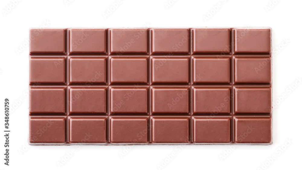 Chocolate bar on a white background isolated. The view from top