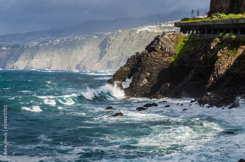 Cliffs in Tenerife view from Playa de Martianez, Tenerife, Spain Cliffs in Tenerife view from Playa de Martianez, Tenerife, Spain