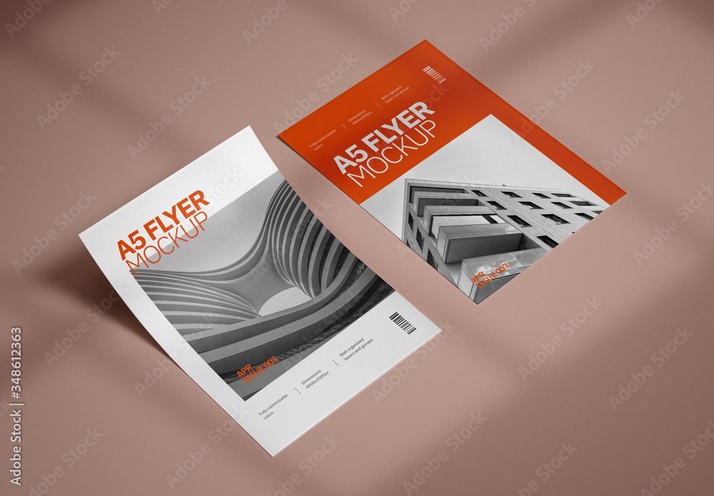 Realistic A5 Flyer Mockup Template Stock | Adobe Stock