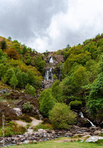 waterfall in the mountains,  Rhiwargor Waterfall, England, Europe
