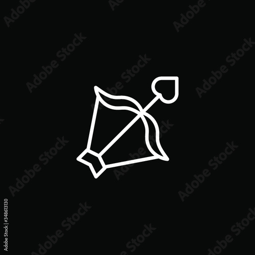 cupid crossbow icon for web and mobile app on black background, vector symbol