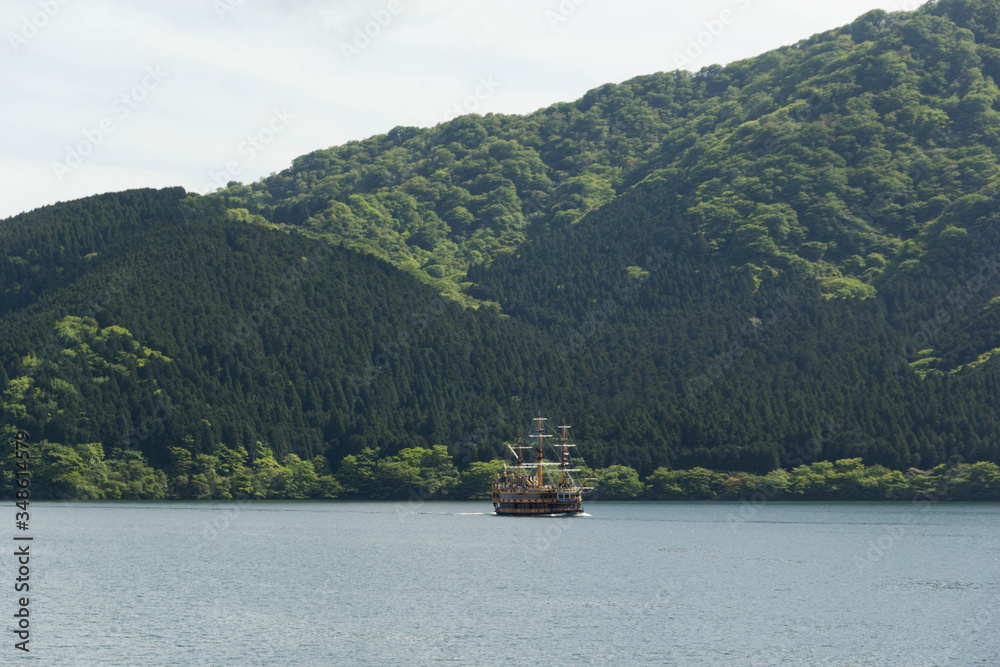 A cruise ship on a Lake
