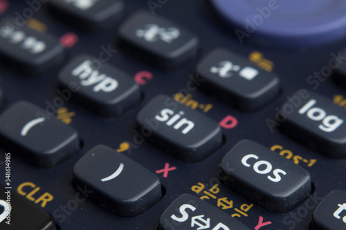 Wallpaper Mural Closeup or macro photo of the scientific calculator buttons. Keys include the mathematical terms. Numerical operation concept. Torontodigital.ca