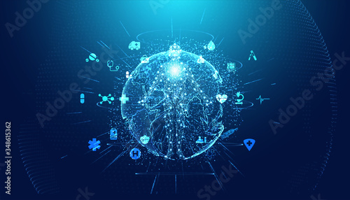 Abstract technology digital health medical concept human digital medical on hi tech blue healthcare.