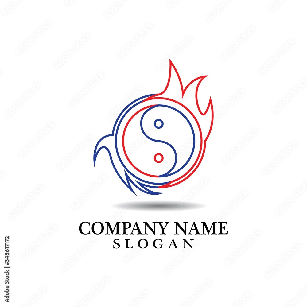 Yin Yang of Fire and Water Logo Template Design vector
