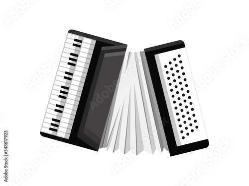Musical Keyboard instrument. Isolated image of a accordion. Vector illustration - musician equipment. Tool for music lover