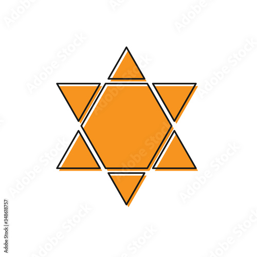 Orange Star of David icon isolated on white background. Jewish religion symbol. Symbol of Israel. Vector