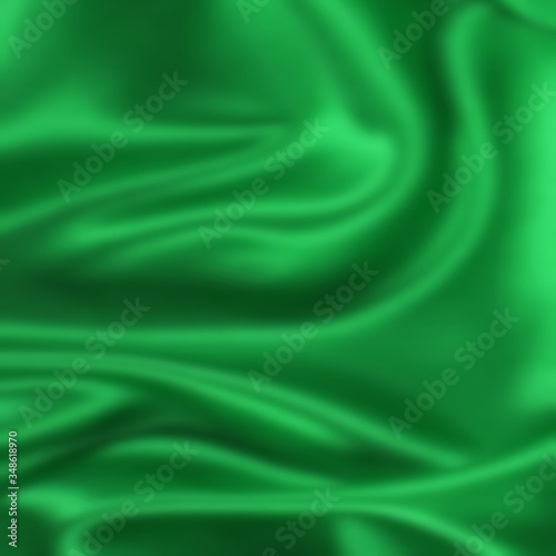 Green silk texture. Abstract folds pattern.