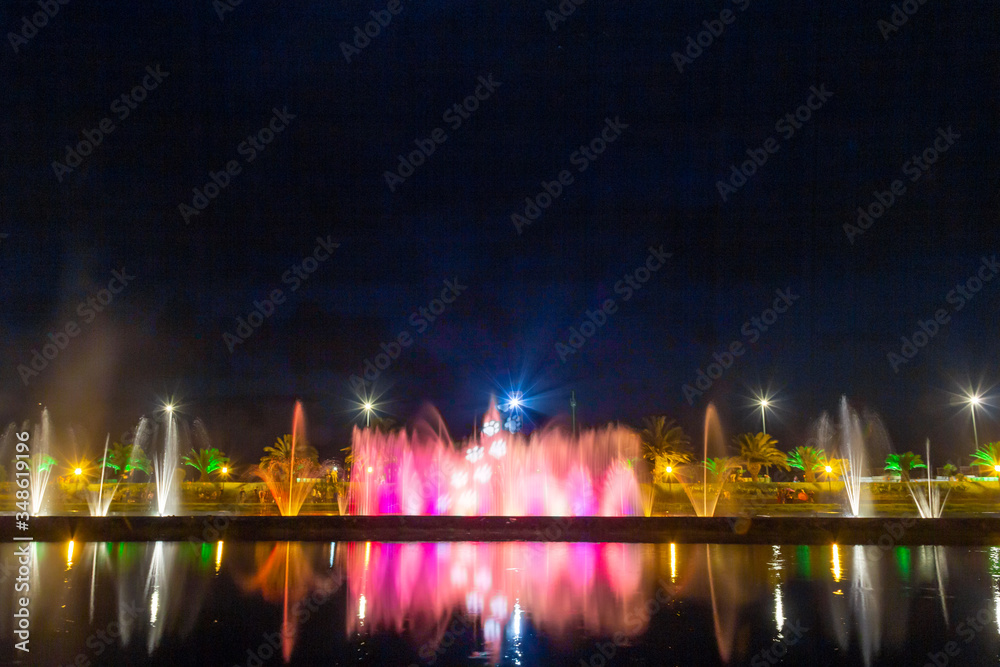 Festive mood. Singing and dancing fountains are considered the number one attraction in the city and attract tourists from all over Batumi. Adjara Autonomous Republic, Georgia, Eurasia.