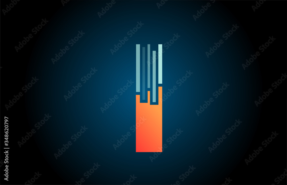 Orange Blue I Alphabet Letter Logo Icon For Company And Business With Line Design Stock Vector Adobe Stock