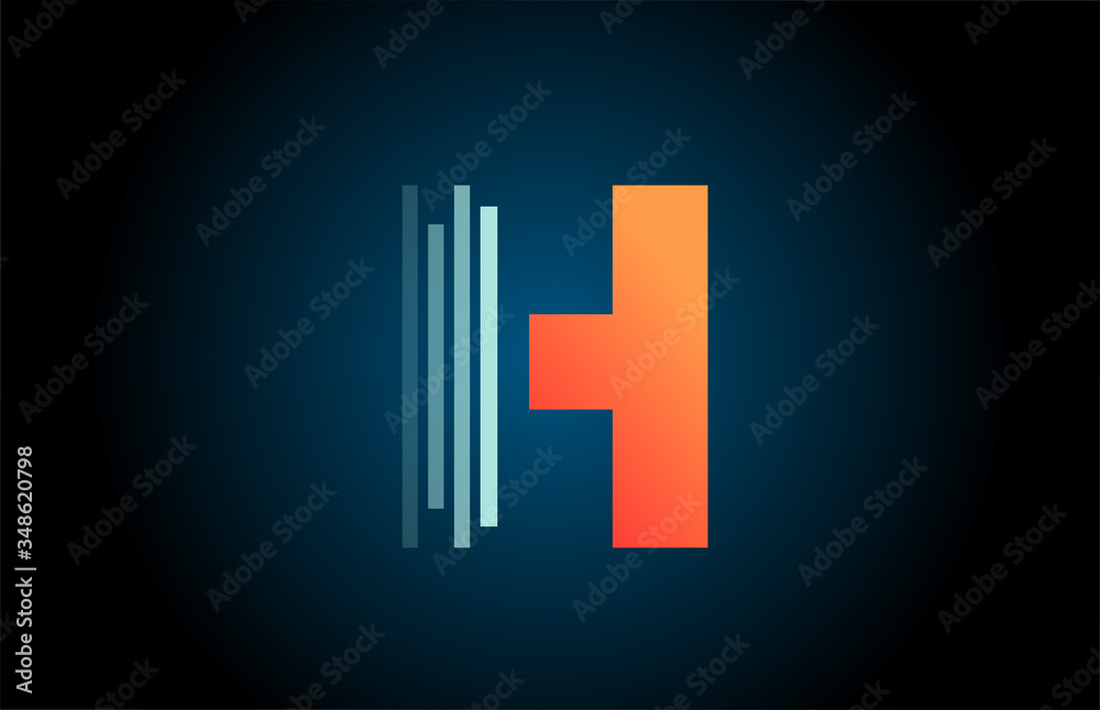 orange blue H alphabet letter logo icon for company and business with line design orange blue H alphabet letter logo icon for company and business with line design