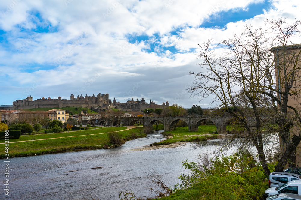 Fototapeta premium Fortified medieval city of Carcassonne in France.