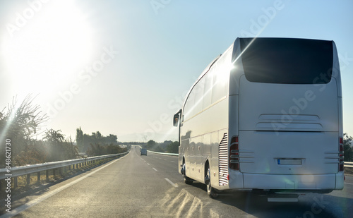 journey on big luxury bus by highway