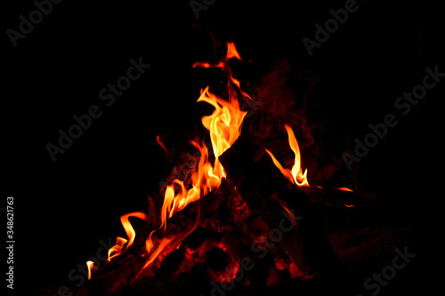  firewood coals bonfire at night