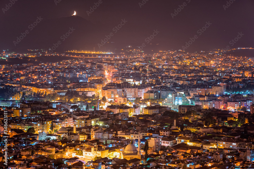 Night view of the city from Antioch Castle